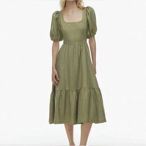 Aritzia Wilfred Ascot Linen Fit and Flare Midi Dress